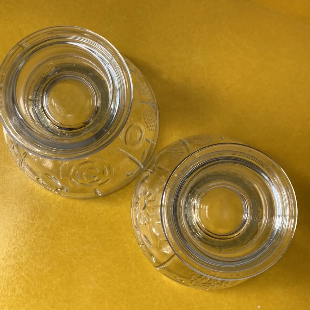 Iittala Oiva Toukka vintage footed glass pedestal bowls set of two